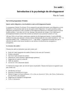 1re unité : Introduction à la psychologie du développement