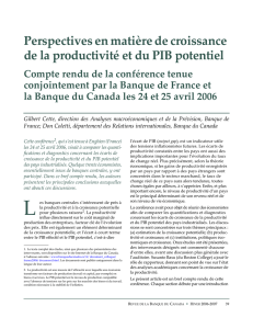 Perspectives en matière de croissance de la productivité et du PIB
