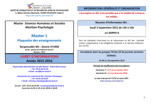 Master 1 - UFR de Psychologie - Université Toulouse