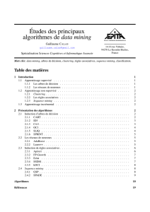 Études des principaux algorithmes de data mining