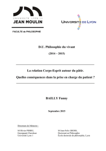 Fanny Bailly, Relation corps-esprit, Mémoire philo santé