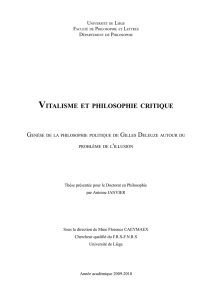 vitalisme et philosophie critique - BICTEL ULg
