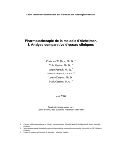 Pharmacothérapie de la maladie d`Alzheimer. I. Analyse