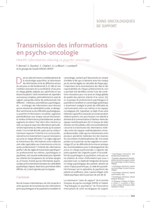 Transmission des informations en psycho-oncologie