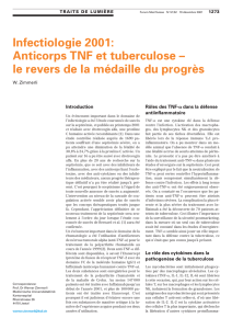 Infectiologie 2001: $$ Aniticorps TNF et tuberculose