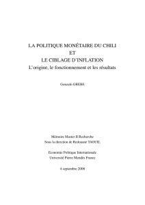 LA POLITIQUE MONÉTAIRE DU CHILI ET LE