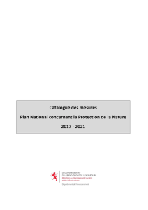 Catalogue des mesures Plan National concernant la Protection de