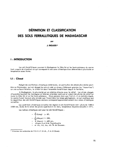 Définition et classification des sols ferrallitiques de Madagascar