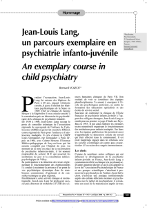 Jean-Louis Lang, un parcours exemplaire en psychiatrie infanto
