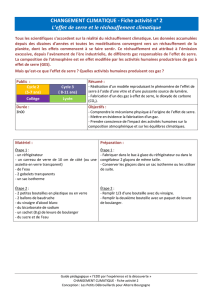 CHANGEMENT CLIMATIQUE - Fiche activité n° 2 L`effet de serre et