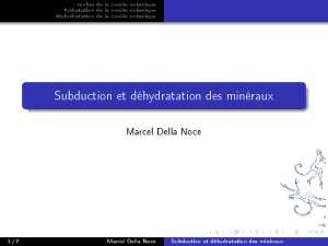 Subduction et déhydratation des minéraux