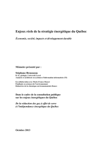 Enjeux réels de la stratégie énergétique du Québec