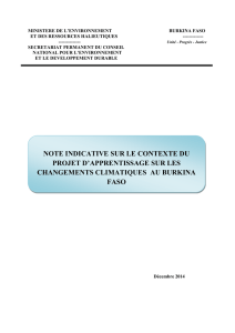 NOTE INDICATIVE SUR LE CONTEXTE DU PROJET D