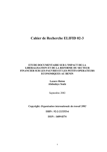 Etude documentaire sur l`impact de la libéralisation et de la réforme