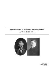 Spectroscopie et réactivité des complexes. ANNÉE 2010-2011