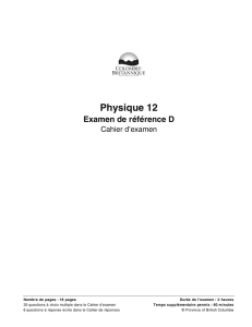 Physique 12 Examen de référence D Cahier d`examen
