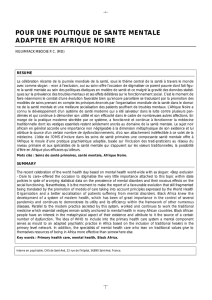 Pour une politique de santé mentale adaptée en