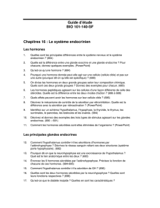 Guide d`étude BIO 101-140-SF Chapitres 16 : Le système endocrinien
