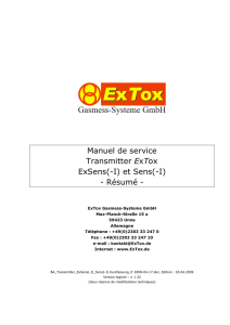 Manuel de service Transmitter ExTox ExSens(-I) et Sens(-I) - Résumé -