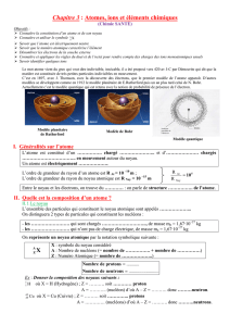 Chapitre 3 : Atomes, ions et éléments chimiques