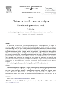 Clinique du travail : enjeux et pratiques The clinical