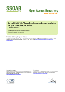 www.ssoar.info La publicité "de" la recherche en sciences sociales