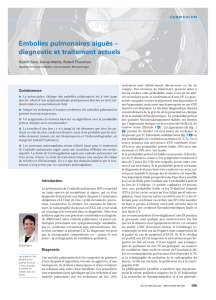 Embolies pulmonaires aiguës – diagnostic et traitement actuels