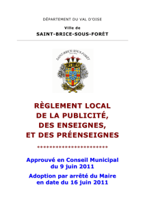 règlement local de la publicité, des enseignes, et des préenseignes