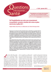 De l`hospitalisation aux soins sans consentement en psychiatrie