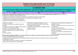 Repères de progressivité pour le français