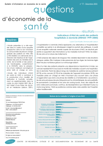 Indicateurs d`état de santé des patients hospitalisés à domicile