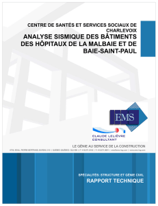 ANALYSE SISMIQUE DES BÂTIMENTS DES HÔPITAUX DE LA