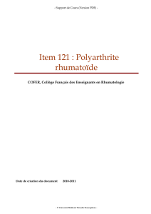 Item 121 : Polyarthrite rhumatoïde - unf3s