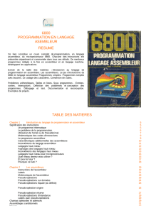 6800 programmation en langage asembleur resume table