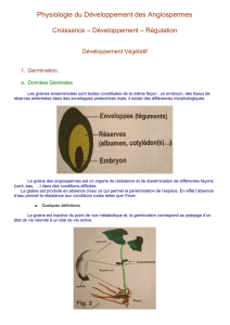 Physiologie du Développement des Angiospermes