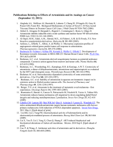 Publications Relating to Effects of Artemisinin and its Analogs on