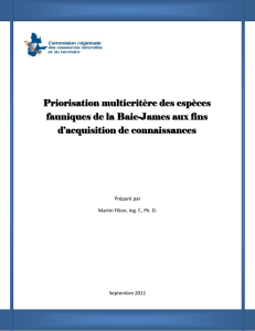 Priorisation multicritère des espèces fauniques de la