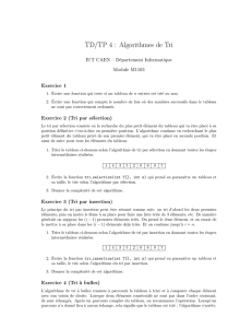 TD/TP 4 : Algorithmes de Tri