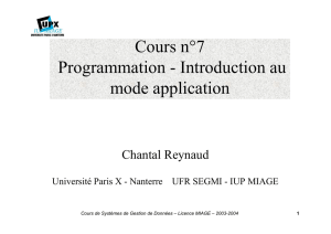 Cours n°7 Programmation - Introduction au mode application