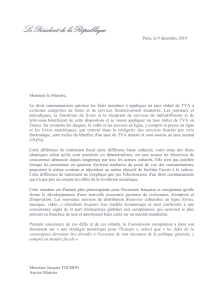 Lettre du Président à M. Jacques Toubon[2]