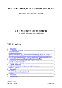 La « Science » Economique