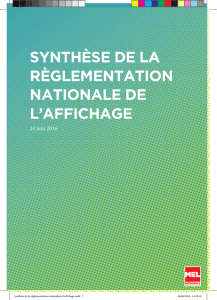 synthèse de la règlementation nationale de l`affichage