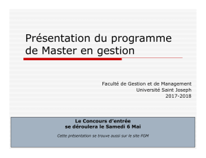 Présentation du programme de Master en gestion - FGM