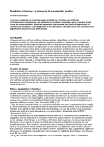 Anesthésie et hypnose - la puissance de la suggestion positive