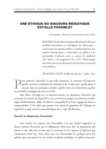 Une éthique du discours médiatique est-elle possible?