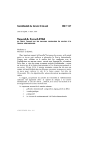 Rapport du Conseil d`Etat au Grand Conseil sur les