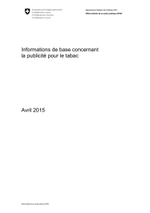 Informations de base concernant la publicité pour le tabac Avril 2015
