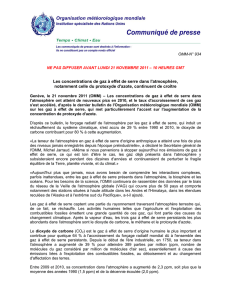 Les concentrations de gaz à effet de serre dans l`atmosphère