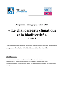 Le changements climatique et la biodiversité