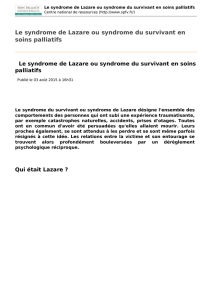 Le syndrome de Lazare ou syndrome du survivant en soins palliatifs